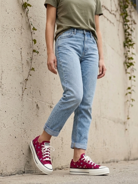 Shoes - CONVERSE FLORAL PATCHWORK BERRY 7.5